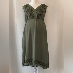 Thyme Maternity Green Sleeveless Shift Dress XL Summer Wedding Guest Career